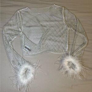 White Fox Boutique Bejeweled Long Sleeve Top